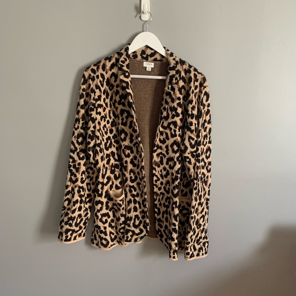 J. Crew Leopard-Print Sweater Blazer